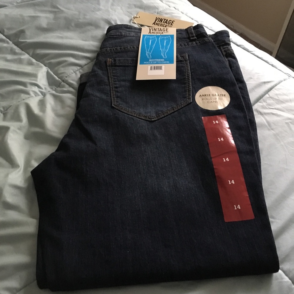 New with tags Vintage America crop jeans size 14